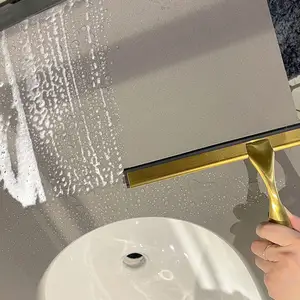 Shower Wiper dengan tongkat kait Squeegee pisau silikon untuk pembersih rumah tangga Shower Squeeges sikat jendela emas 10 Inch 1 PCS