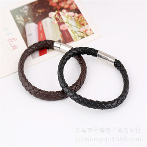 Leather Braided <b>Bracelet</b> 6Mm Single Layer Magnetic Clasp Black 18Cm 20Cm Fashion Jewelry For Men Women - Product Image 3