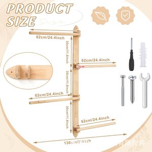 Wooden wall-mounted towel <b>rack</b>, bedroom wall-mounted scarf and <b>clothes</b> storage <b>rack</b>, solid wood rotating <b>clothes</b> <b>rack</b> - Product Image 5