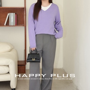 Suéter de Punto con Cuello en V para Mujer, Talla Grande, Color Morado Jacinto, Corte Holgado, para Uso Diario, con Etiqueta - Product Image 4