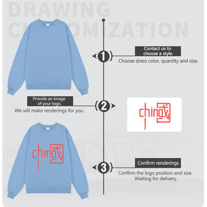 Benutzer definiertes Logo 400Gsm Fleece verdickt einfarbig Männer Overs ize Crew Neck Sweatshirt - Product Image 5