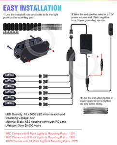 แอปควบคุมไฟส่องสว่างสุดเจ๋งพร้อมรีโมท RF 13W 18W 22W 6in1 8in1 10in1 IP67 กันน้ำ RGB-W ชุดไฟ LED สำหรับล้อรถ ATV - Product Image 2