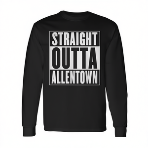 Maglietta a maniche lunghe Straight Outta Allentown, maglietta promozionale unisex nera - Product Image 2