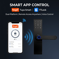 Kunci Pintar Sidik Jari Bluetooth Tuya 5 Cara Buka Kunci Kata Sandi Digital RFID Gagang Pintu Pintar untuk Kamar Tidur