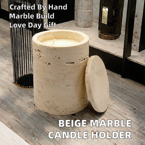 Marbre beige naturel, travertin, récipient vide pour bougie, décoration d'intérieur, jarre pour bougie de la Saint-Valentin, autres porte-bougies - Product Image 3