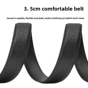 Sabuk Kulit Kasual Pria Model Cowboy dengan Gesper Pin, Kulit PU Bertekstur Butiran, Gesper Paduan Logam, Sabuk Jeans - Product Image 4