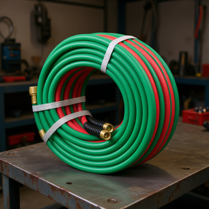 Manguera Doble de Oxígeno y Acetileno de 1/4 de Pulgada x 50 Pies con Conexión 9/16-18 B, 300 PSI, Grado T, para Soldadura, Corte, Antorcha, Propano y Otros Gases Combustibles - Product Image 2