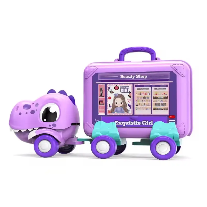 Camión de dinosaurio de fricción de color púrpura para niños, accesorios para niñas, tienda de belleza, juego de rol, juego de regalo