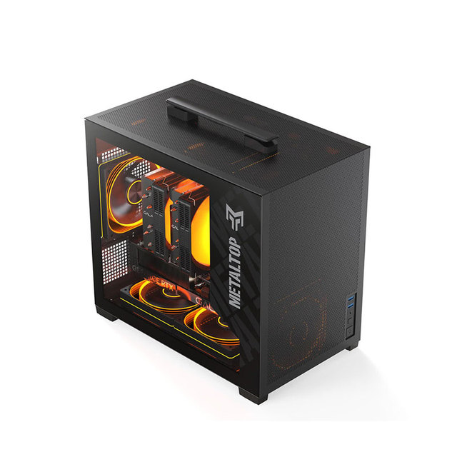 GALAX Metal Master T240 SFF Mid Tower Mini ITX PC Case Carry Handle Tempered Glass Mesh Gaming Computer Chassis Black