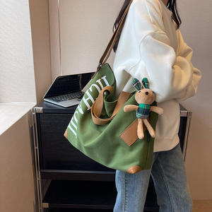 Moda popolare grande capacità borse di tela a tracolla custom tasca interna e cerniera personalizzata crossbody tela tote bag per ragazza - Product Image 2