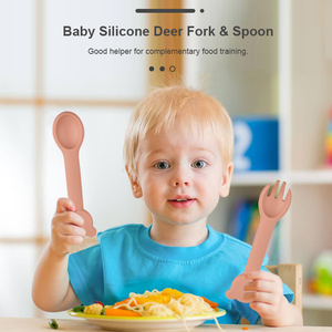 Juego de cucharas de silicona para bebés, utensilios para niños pequeños, cubiertos de entrenamiento para niños, sin BPA, tenedor de grado alimenticio, alimentación suave, reutilizable - Product Image 5