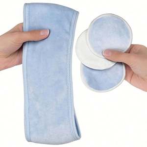 Reusable Makeup Remover Pads - 14 Pack with Laundry <b>Bag</b>, Canvas Storage <b>Bag</b>, Bonus Spa Headband | Organic Bamboo Velour Soft Fac - Product Image 2