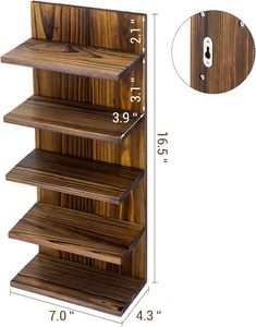 MyGift 5-Layer Modern Burnt <strong>Solid</strong> Wood Non-Folding Sunglasses Holder <strong>Rack</strong> Wall-Mounted Eyewear Display Stand - Product Image 3
