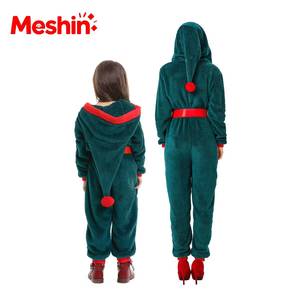 MS - Mono de Terciopelo Coral Verde para Invierno, Ideal para Fiestas, Festivales, Navidad, Pijamas Familiares para Niños y Adultos, Colección para Niñas - Product Image 5