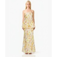 Robe longue sirène élégante sans bretelles à imprimé floral pour femme, idéale pour les soirées formelles et les occasions spéciales