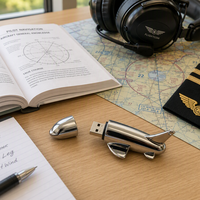 Flash Drive USB 2.0 Bentuk Pesawat Terbuat dari Logam dengan Logo Custom, Hadiah Penerbangan Kreatif Baru 8GB/16GB/32GB/64GB/128GB