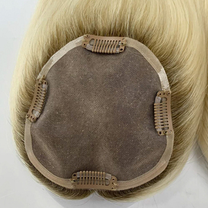 Bán Buôn 100% <span class=keywords><strong>Remy</strong></span> Châu Âu Tóc Lụa Mềm Cơ Sở Đóng Cửa Phụ Nữ Của Topper Với Bất Con Người Tóc Của Phụ Nữ Tóc Giả PU Cơ Sở Topper - Product Image 3