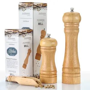 High Quality Kitchen Spice Grinding Tool Classical Wooden Manual Pepper Mill Salt Grinder