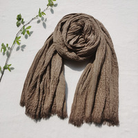 Écharpe en lin et coton pour femmes à la main rétro artistique maille Design automne hiver longue couleur unie commerce extérieur transfrontalier hommes