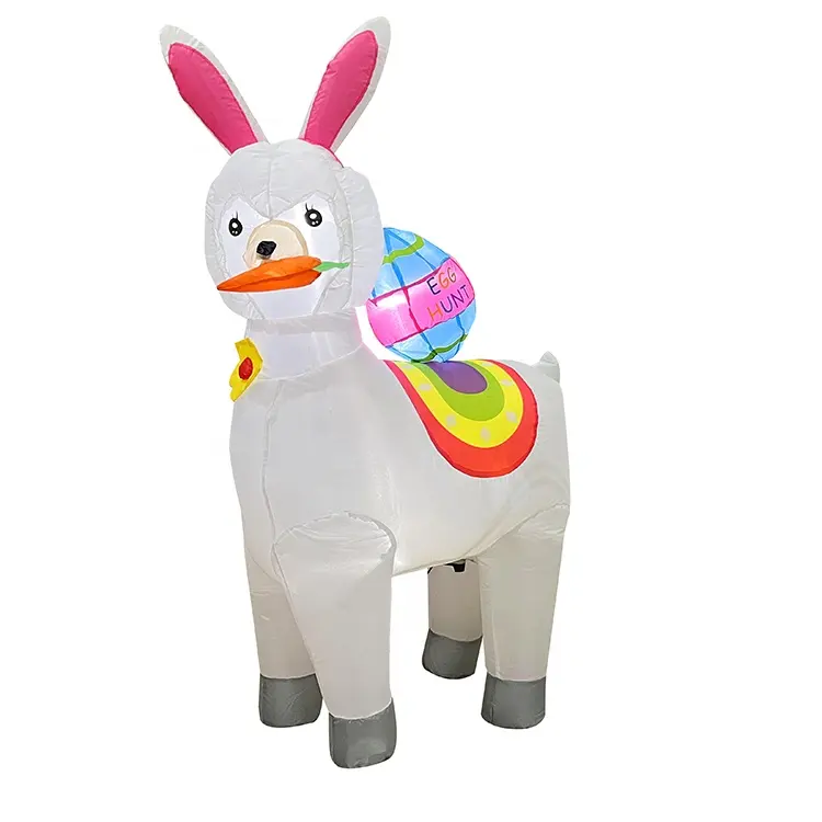 Carrot Happy Holiday Easter Inflatable Cute Alpaca Lawn Egg Carrot With LED Light Decorations