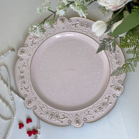Assiettes en plastique à bord doré rose pour mariage et fête, vente en gros, offre spéciale