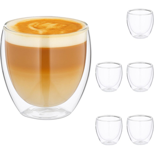 Tazas de Café Espresso de Vidrio Borosilicato de 250 ml, Diseño Personalizado, Venta al Por Mayor de Fábrica, Tazas Transparentes de Doble Pared para Agua y Té - Product Image 1