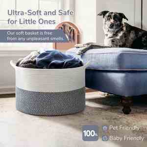 Decorative Woven Blanket Storage for Living Room Toy Storage <b>Box</b> Versatile Laundry Basket & Nursery <b>Hamper</b> for Blankets - Product Image 5