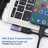 Adaptor USB C 240W PD Sudut Kanan 40Gbps Adaptor Bentuk L 90 Derajat Video 8K 60Hz iPad Thunderbolt 4/3 2Pack 2 Konektor