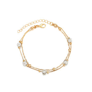 Nouveau femmes mode Double bracelets personnalité Joker Point perceuse or alliage fête Style à la mode ornements en gros - Product Image 5