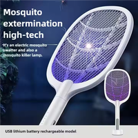 JZ Raquette Tue-Mouche 2-en-1 et Lampe LED, 3000V Haute Tension, Rechargeable, Anti-Parasites, Attrape-Moustiques, Lampe Anti-Moustique, sur Batterie