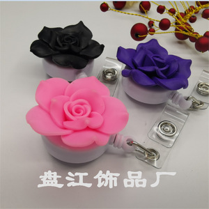 <b>Light</b> clay rose <b>pull</b> tab, flower hiking keychain, polymer clay rose <b>pull</b> tab nurse name tag - Product Image 3