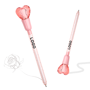 ปากกาลูกลื่นพลาสติกทรงหัวใจพร้อมไฟ LED พิมพ์โลโก้ตามสั่ง สำหรับโฆษณา ของขวัญเด็กในเทศกาลคริสต์มาสและฮาโลวีน ของแจกส่งเสริมการขาย - Product Image 3