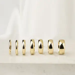 VLOVE 14K/18K oro amarillo sólido 2mm 4mm 6mm anillo de boda liso para hombres y mujeres
