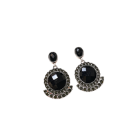 Boucles d'oreilles pendantes en alliage de cristal noir, style rétro haut de gamme, design exquis et polyvalent, nouveaux accessoires d'oreille tendance