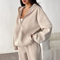 Ensemble sweat à capuche zippé et jogging décontracté en coton pour femme, service OEM d'usine de haute qualité, vêtements de mode