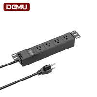 Barre de distribution d'alimentation US PDU à 4 prises, norme américaine, avec disjoncteur de surcharge 15A 1875W, en aluminium, pour montage en rack