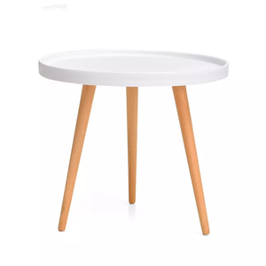 Mesa de café simples nórdico moderno plástico lazer mesa lateral com pernas de madeira para casa hotel lounge café bistro - Product Image 3