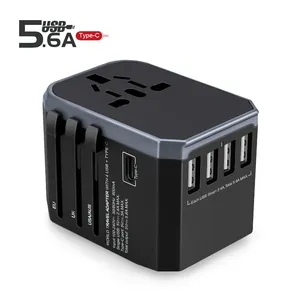 Wontravel 5 Outlet Universal Pulg World Travel Adapter International Universal Plug with Type C