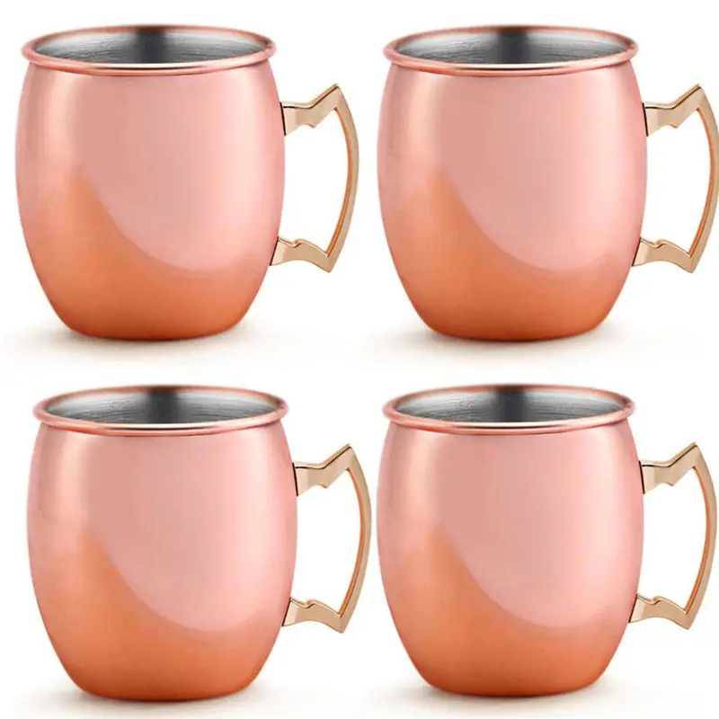 4 Pieces 550ml 18 Ounces Hammered Copper Plated Moscow Mule Mug Beer Cup Coffee Cup Mug Copper Plated