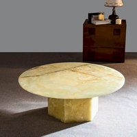 Table basse ronde en onyx vert naturel pour salon, vente en gros