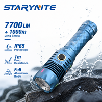 Linterna Táctica Recargable 21700, 7700LM, Alcance de 1000m, 4x55mil LED, 70W, Tipo-C, IP65, Impermeable, de Aluminio