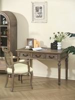 Bureau d'ordinateur en bois massif de chêne français de style rétro américain, mobilier d'étude personnalisable avec des caractéristiques durables