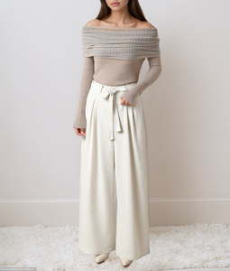 Tecnologia Sofisticata ODM & OEM 2025 Maglione da <span class=keywords><strong>Donna</strong></span> a Maniche Lunghe in Maglia con Scollo a Barca e Spalle Scoperte Vestibilità Slim per la Primavera - Product Image 1