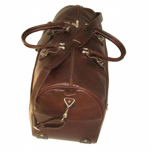 กระเป๋าเดินทางหนังแท้ขนาดใหญ่สีน้ำตาลเข้ม - Product Image 1