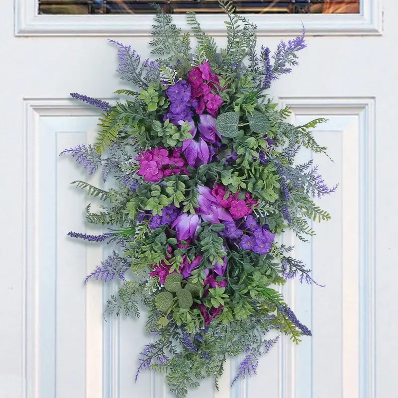 Porte de tulipe violette suspendue clou de girofle tulipe jacinthe fleur d'hortensia coloré printemps et été guirlande décor à la maison