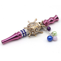 Embout de chicha unique avec symbole d'éléphant, embout de narguilé de luxe orné de strass, embout réutilisable en alliage pour filtre de pipe à eau, kit utilitaire