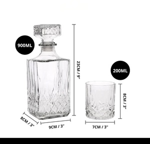 1 Pack 750ml Hand Crafted Modern Transparent Crystal Irish <b>Cut</b> Triangular <b>Glass</b> Bottle Scotch Wine Liquor Whiskey <b>Decanter</b> Set - Product Image 2