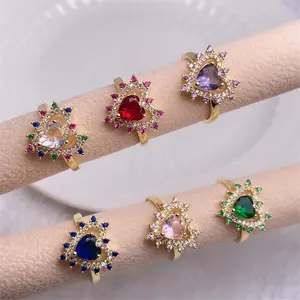 2022 новый дизайн блестящее циркониевое двойное ажурное любовное циркониевое женское кольцо с сердцем Бесконечность модное свадебное кольцо на палец для любви