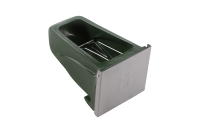 Boîte à fourrage pour veaux en plastique vert Terrui avec support galvanisé et couvercle thermolaqué, équipement d'alimentation suspendu pour bétail