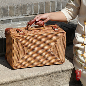Handmade Bamboo Woven Tea Box Rectangle Portable <b>Storage</b> Case For Tea Ceremony Outdoor Use - Product Image 1
